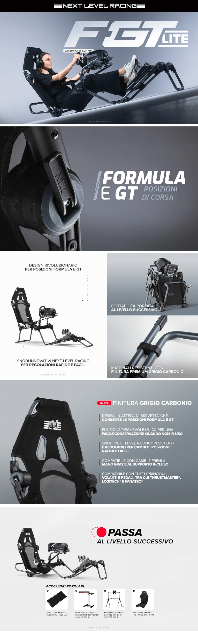 Template Next Level Racing F-GT LITE Simulator Cockpit – Grey Edition
