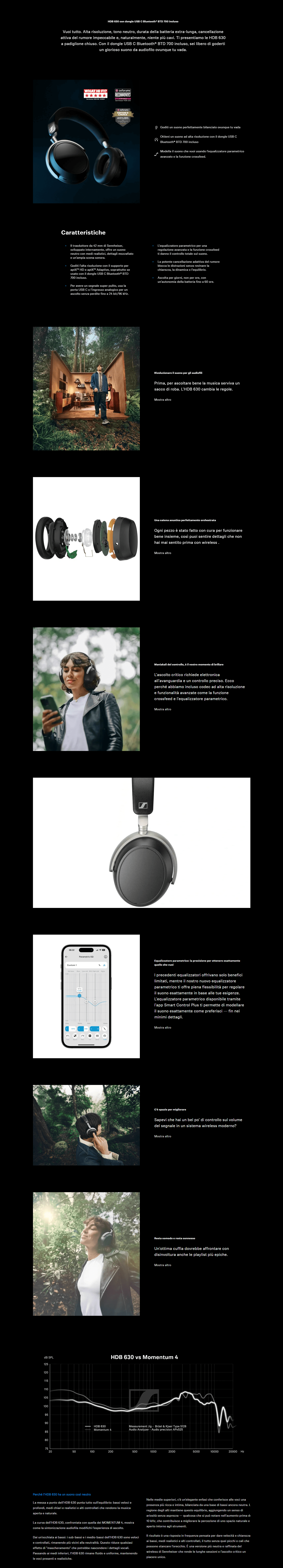 Template Sennheiser HDB 630 Audiophile Cuffie Bluetooth senza fili – Cancelling del rumore con parametric EQ e Crossfeed per suono ad alta risoluzione – Batteria da 60 ore, custodia, BTD 700 inclusa